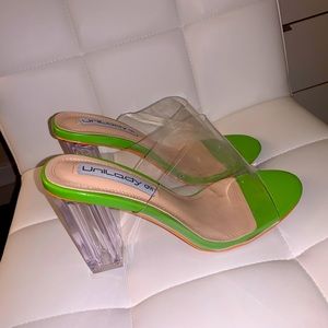 Clear Chunky Heels 💚 Avocado 💚